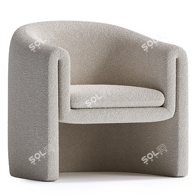 Modern Upholstered Barrel Chair Set 3D model image 2