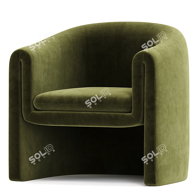 Modern Upholstered Barrel Chair Set 3D model image 3