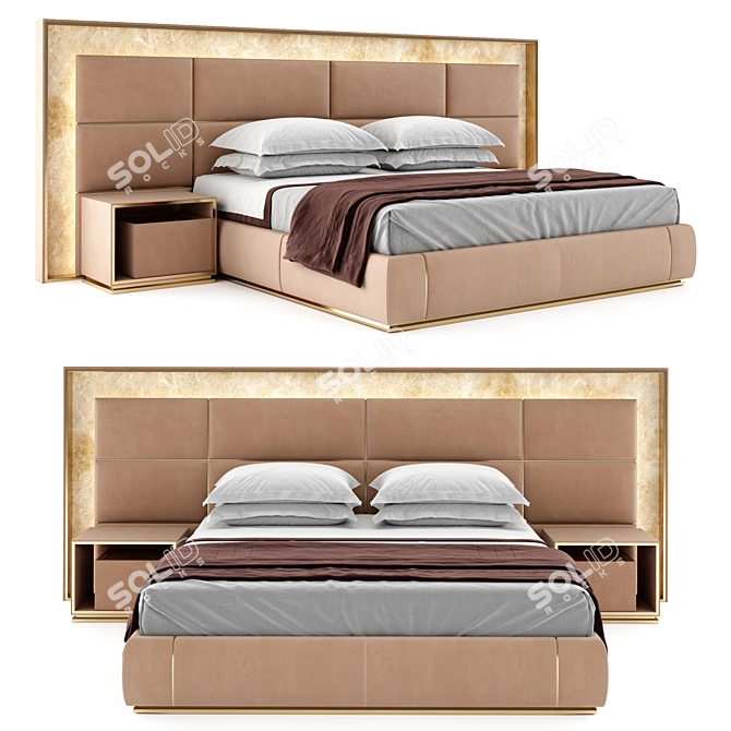 Illuminated Aubade Double Bed 3D model image 1