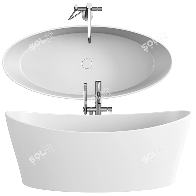 Rivea Maila Freestanding Bath, Easy-Care White 3D model image 1