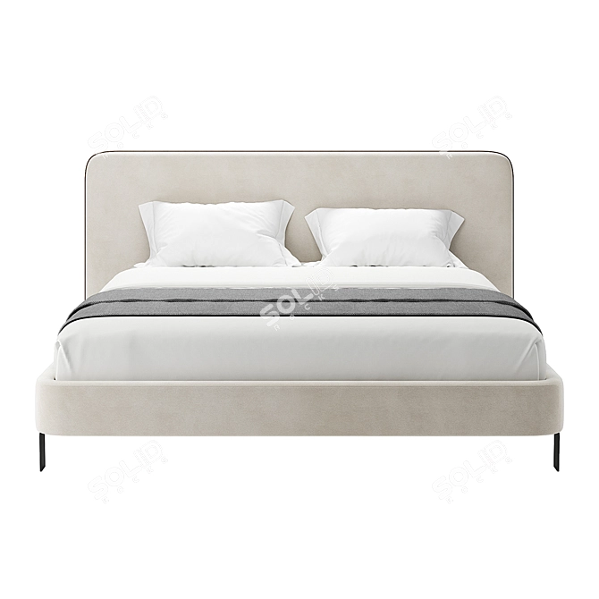 Modern Minimalist Double Bed 3D model image 3