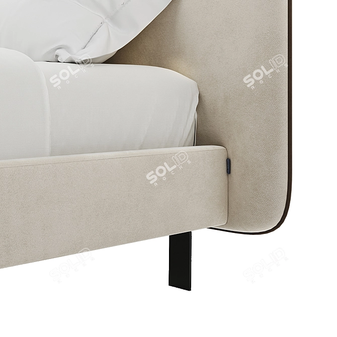 Modern Minimalist Double Bed 3D model image 4