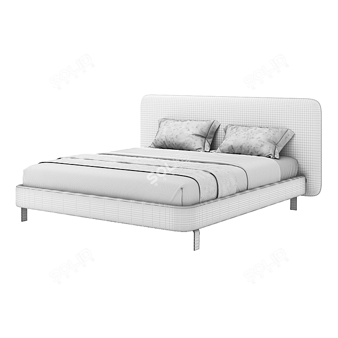 Modern Minimalist Double Bed 3D model image 5