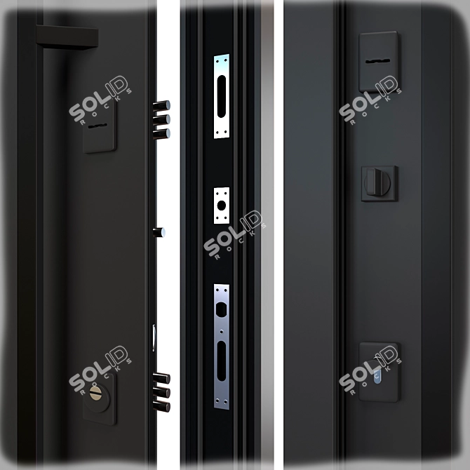 Ufo Black Metal Entry Door 3D model image 2