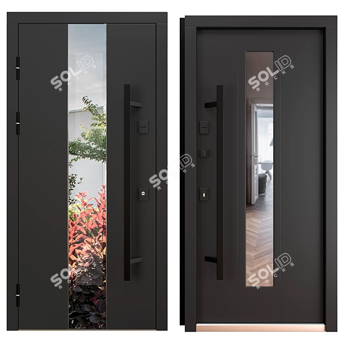 Ufo Black Metal Entry Door 3D model image 3