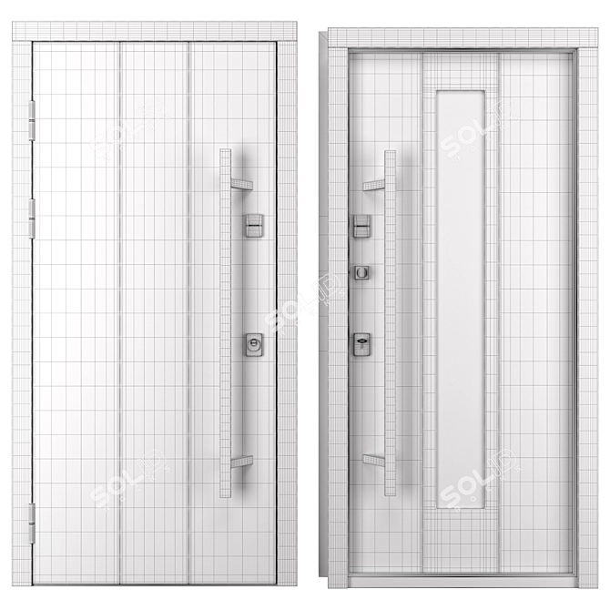 Ufo Black Metal Entry Door 3D model image 4