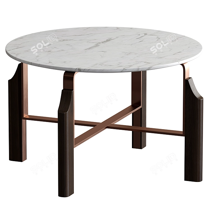 Calacatta Marble Wood Metal Table 3D model image 1