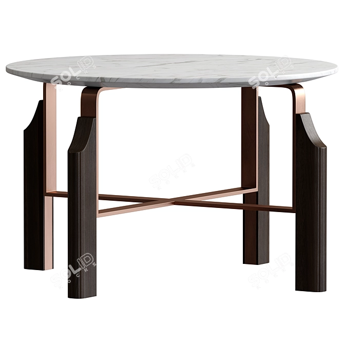 Calacatta Marble Wood Metal Table 3D model image 3