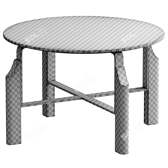 Calacatta Marble Wood Metal Table 3D model image 4