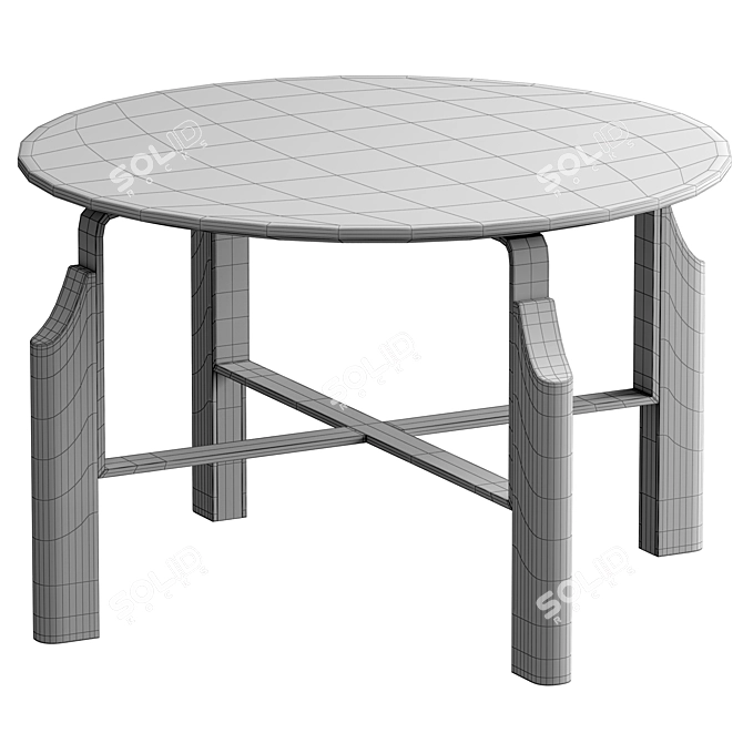 Calacatta Marble Wood Metal Table 3D model image 5