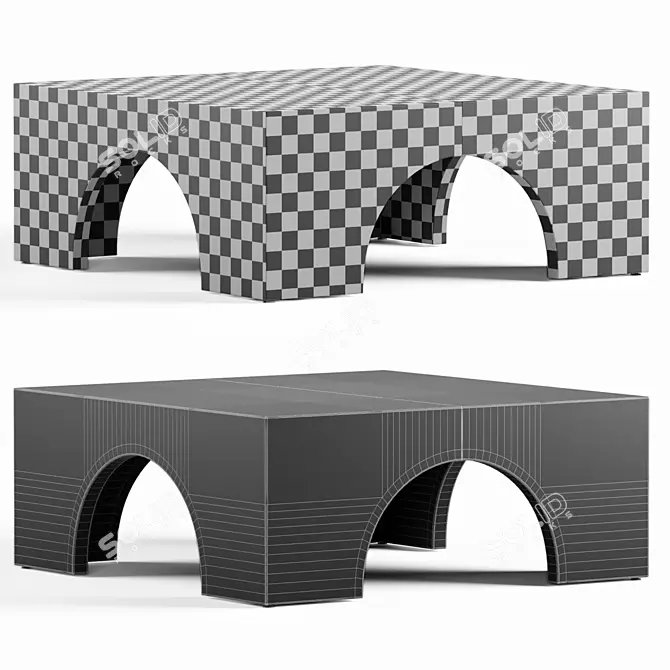 Contemporary Square Coffee Table - West Elm 3D model image 3
