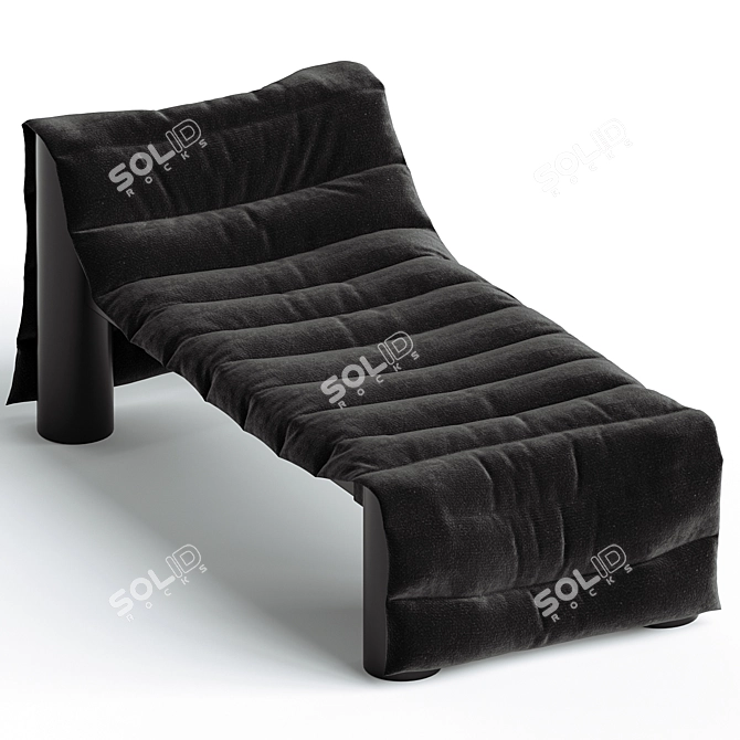  Sleek Black Denim Daybed 3D model image 2