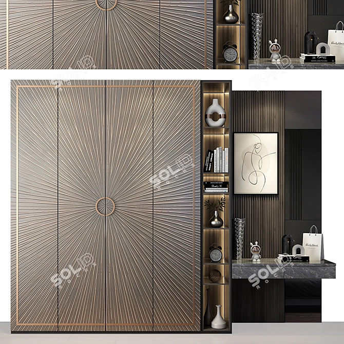 Custom Furniture Composition with Wardrobe 3D model image 1