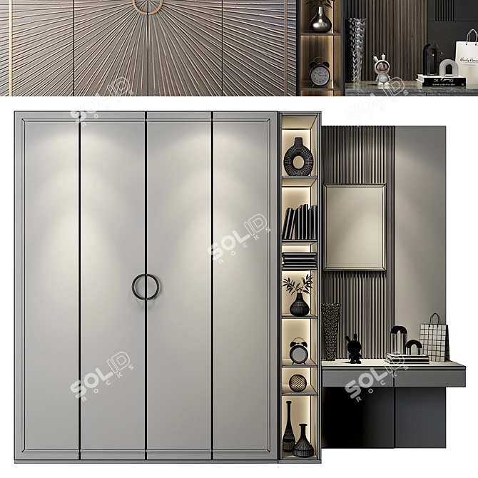 Custom Furniture Composition with Wardrobe 3D model image 2