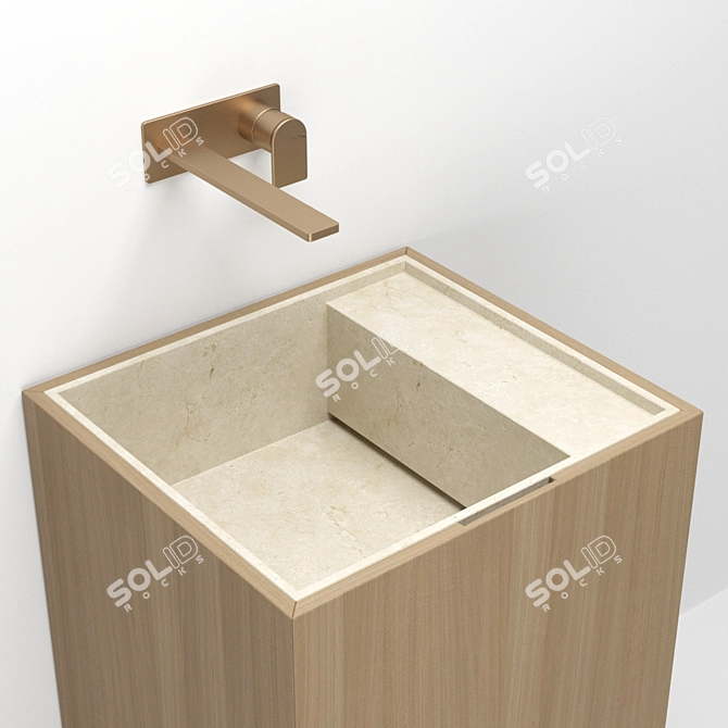 Custom Floor Washbasin & Wall Mixer 3D model image 1