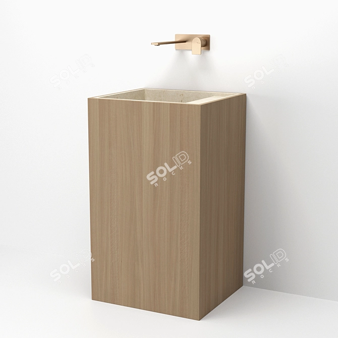 Custom Floor Washbasin & Wall Mixer 3D model image 2