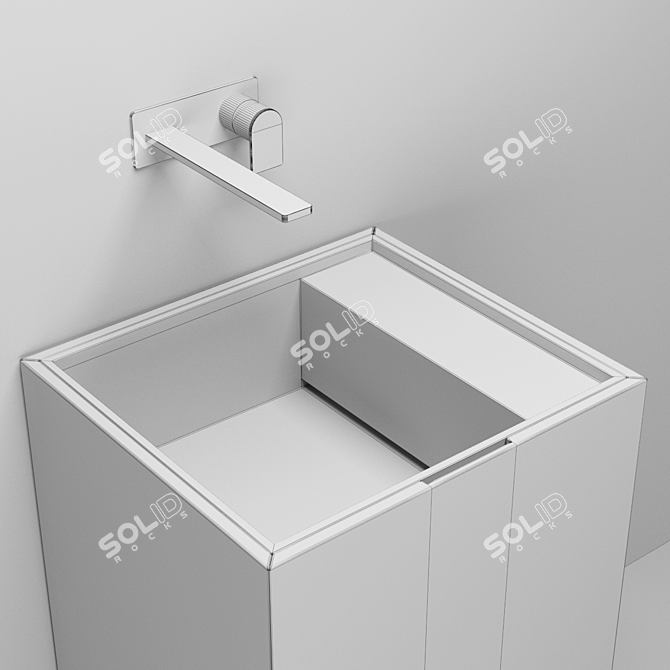 Custom Floor Washbasin & Wall Mixer 3D model image 4