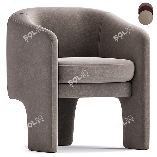 Comfort Collection Armchair in Grey 3D model image 1