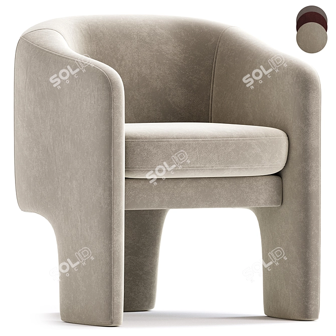Comfort Collection Armchair in Grey 3D model image 3