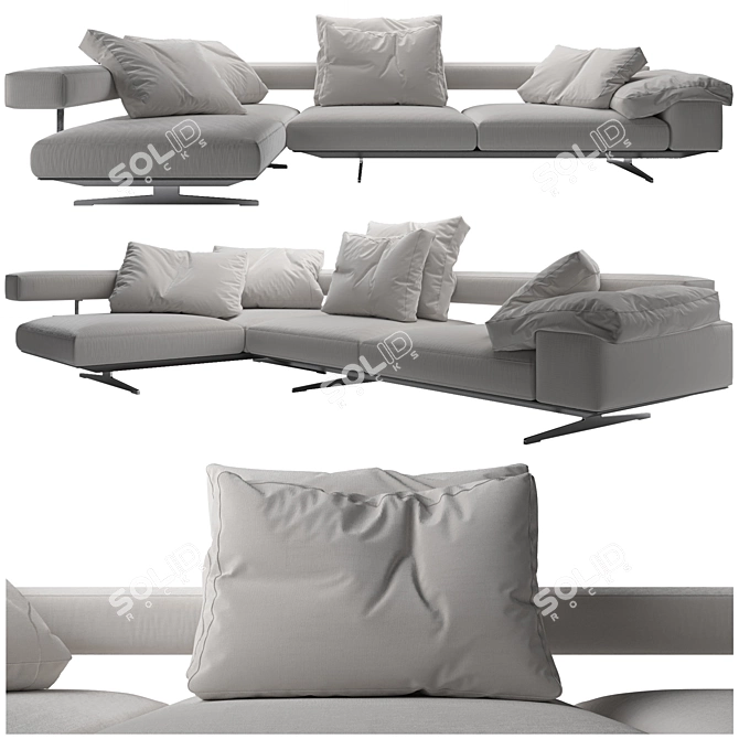 Elegant Flexform Wing Sofa 3D model image 1