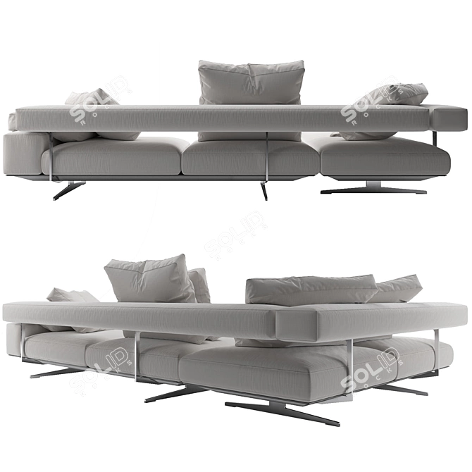 Elegant Flexform Wing Sofa 3D model image 2
