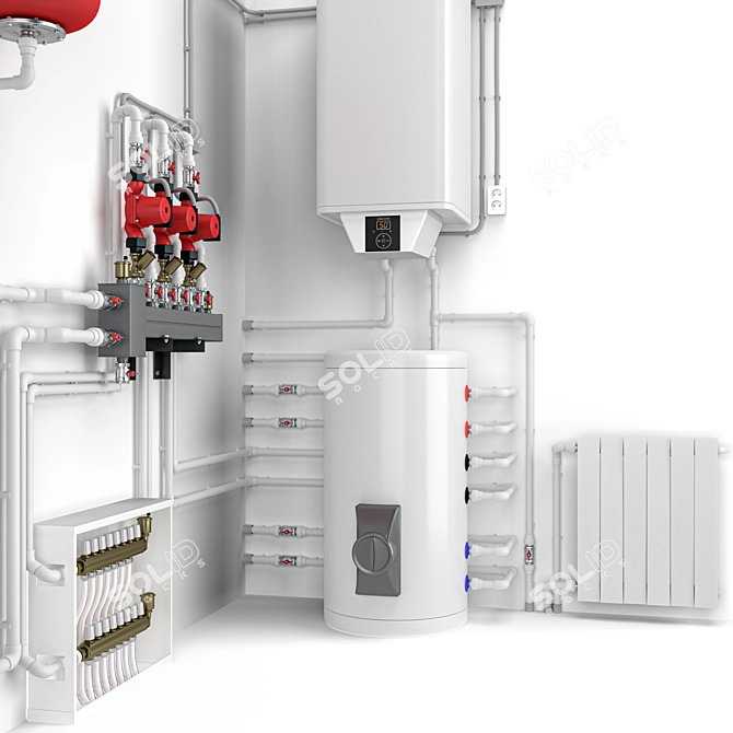 Modern Home Boiler Room Set 3D model image 2