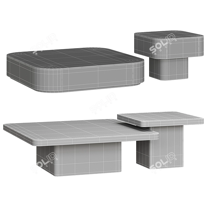 Modern Marble Wood Coffee Tables 3D model image 8