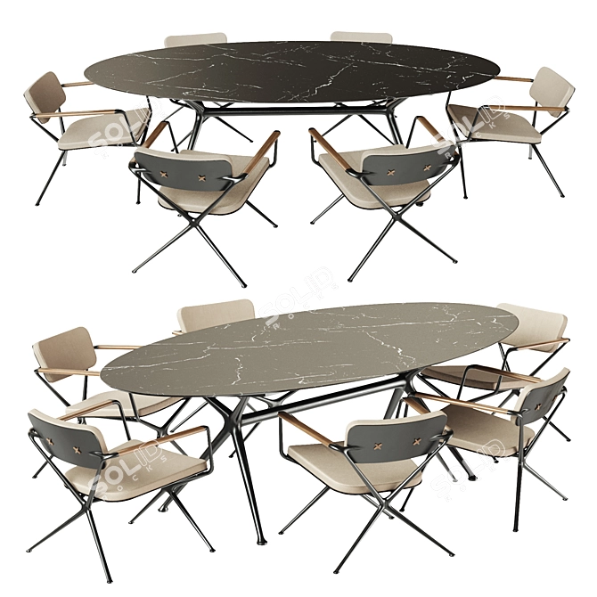 Elegant EXES Outdoor Furniture Set 3D model image 1