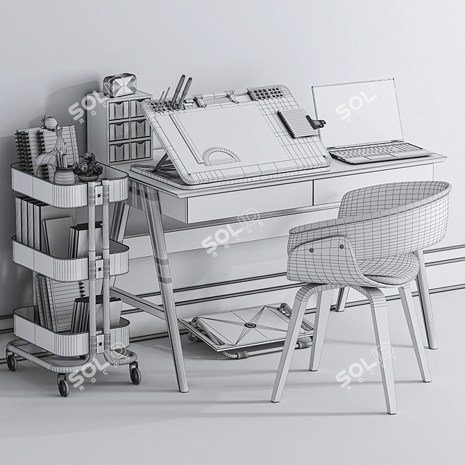 Modern Office Furniture Set 3D model image 5