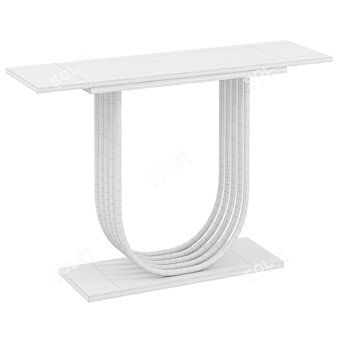 Black Wood Gold Metal Console 3D model image 3