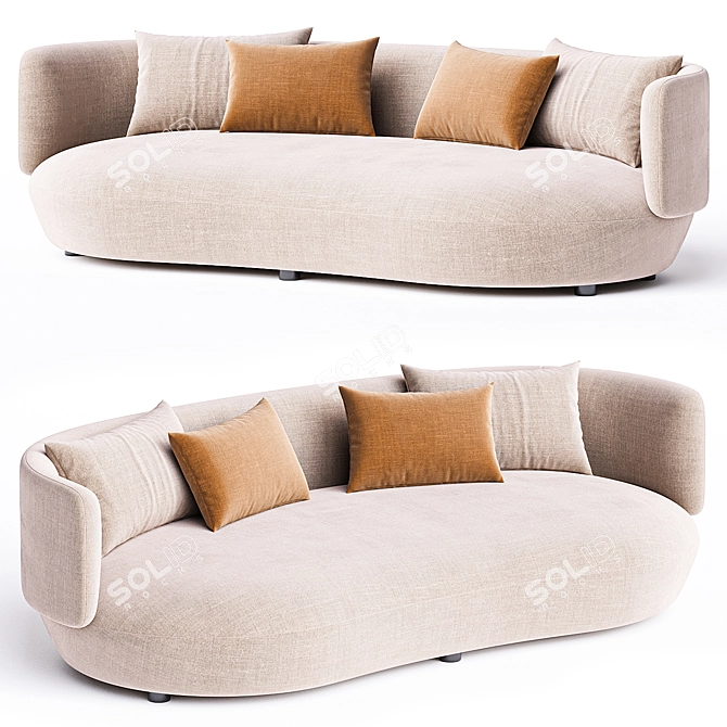 Eco-Friendly 3-Seater Sofa Wentz 3D model image 2