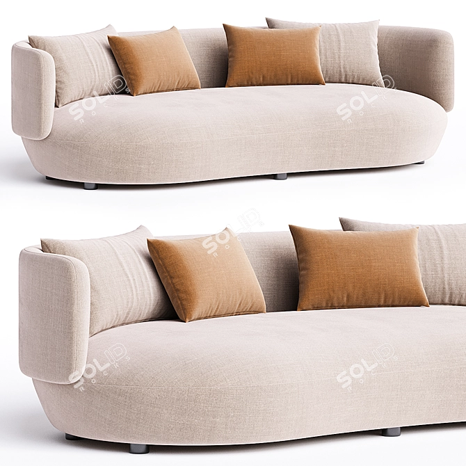 Eco-Friendly 3-Seater Sofa Wentz 3D model image 4