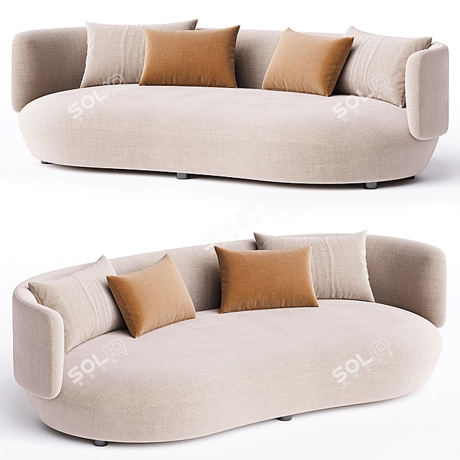 Eco-Friendly 3-Seater Sofa Wentz 3D model image 5