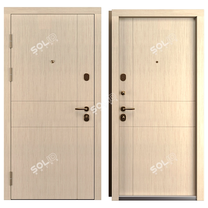 Medina Metal Entry Door Set 3D model image 3