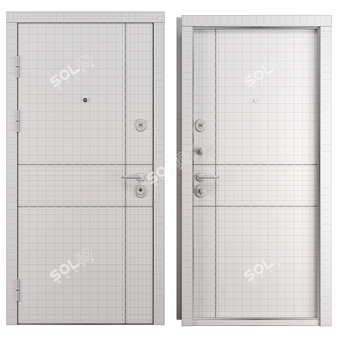 Medina Metal Entry Door Set 3D model image 4