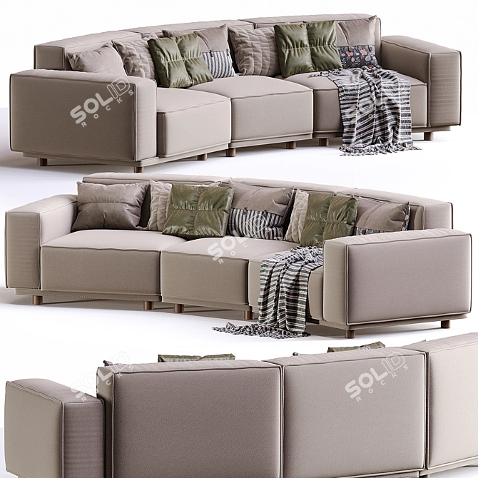 Marechiaro Curved Sofa - Italian Elegance 3D model image 1