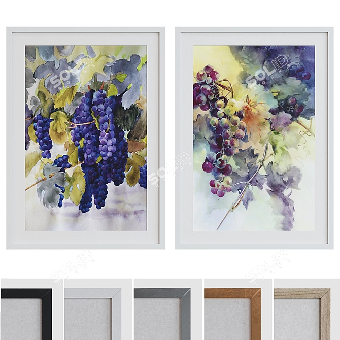 Modern Vine Picture Frame Set 3D model image 1