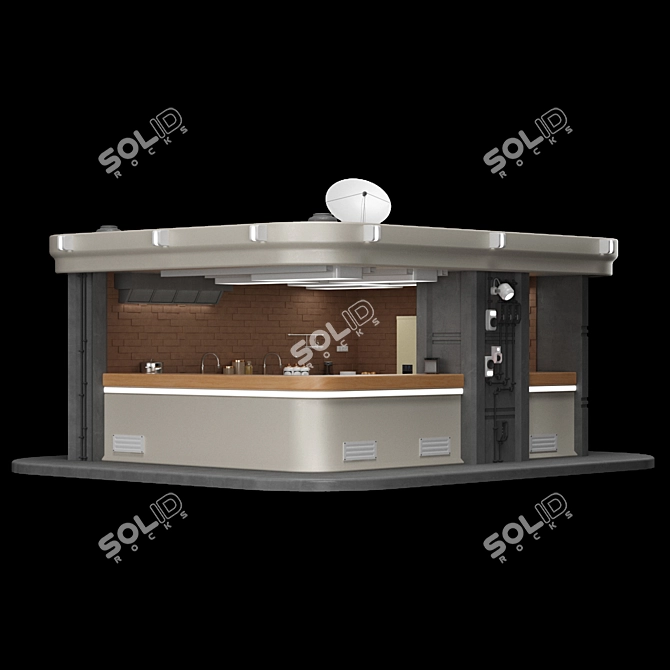 Mini Restaurant 3ds Max V-Ray 3D model image 1