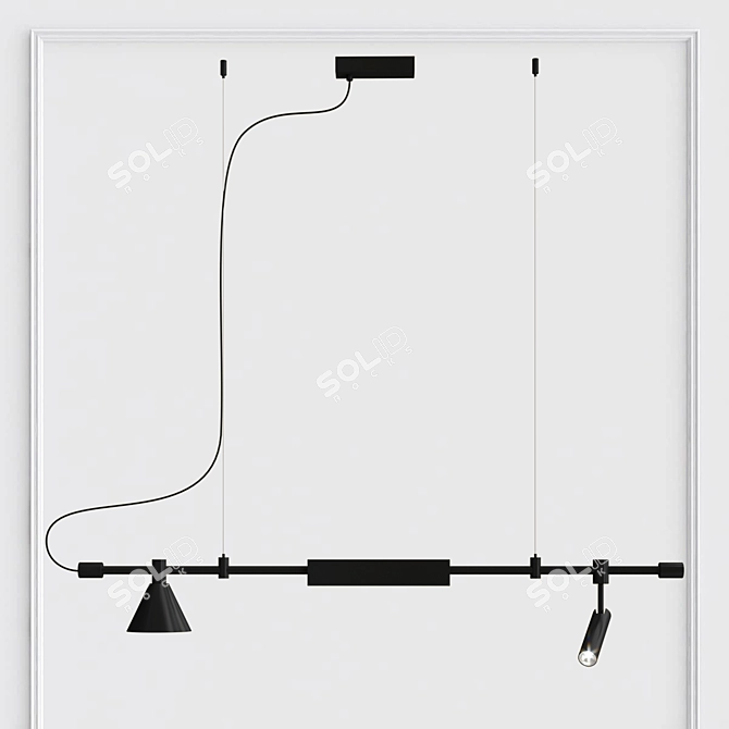 Elegant Stripe Light Fixture 3D model image 7