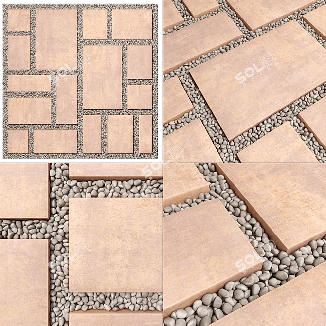 Smoothed Paving Pebble Polygon Texture 3D model image 1