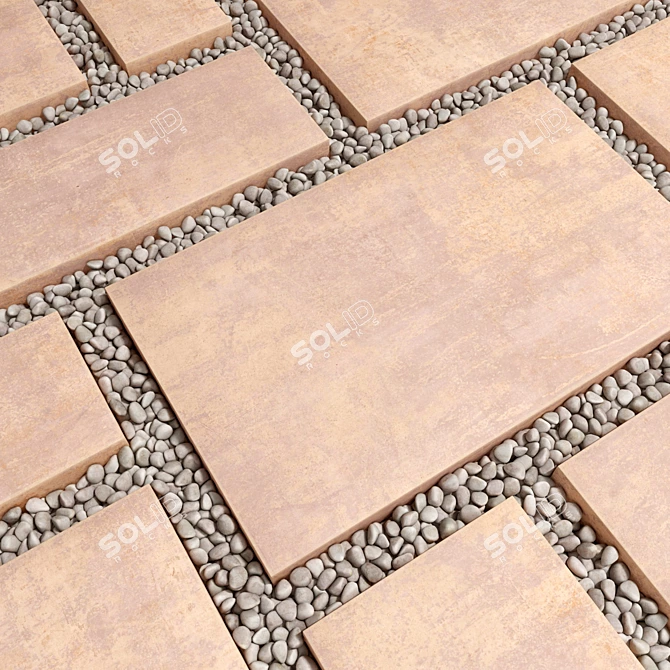 Smoothed Paving Pebble Polygon Texture 3D model image 2