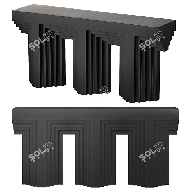 Handcrafted Noir Acropolis Console 3D model image 1