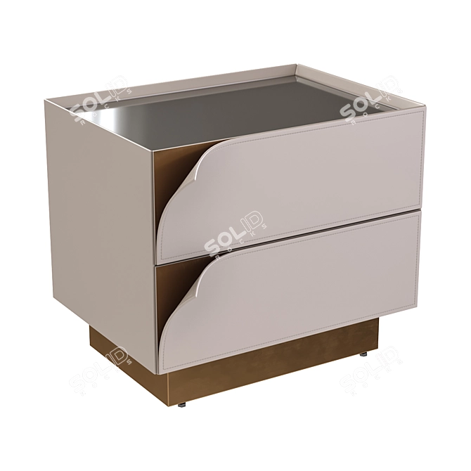 Page Nightstand Right-Handed MDF Glass 3D model image 1