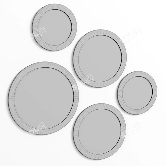 Modern Round Wall Mirror Set 3D model image 3