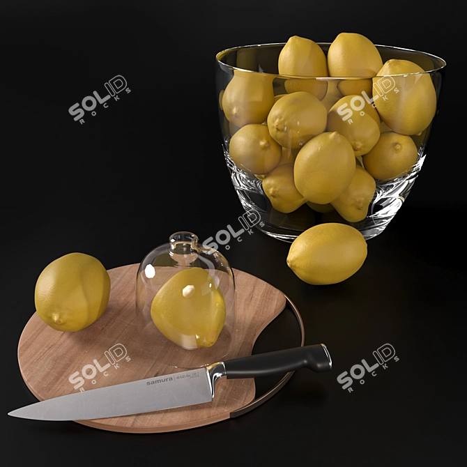 Citrus Kitchen Decor Set 3D model image 5