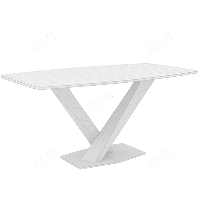 Modern White Faux Marble Dining Table 3D model image 2