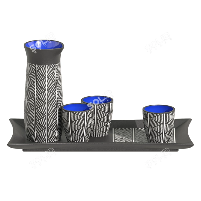 Ornamented Sake Set 3D model image 2