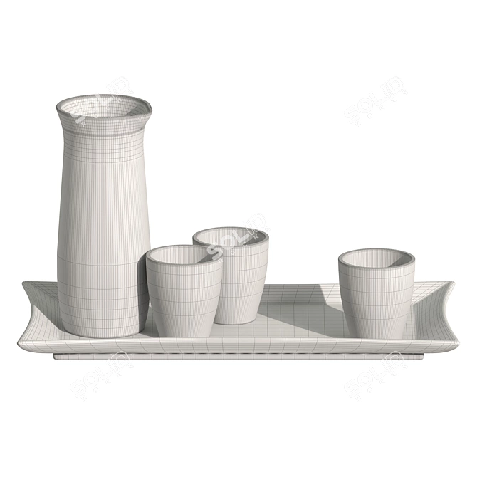 Ornamented Sake Set 3D model image 3