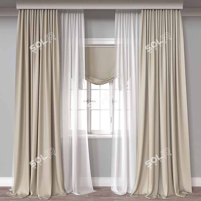 Versatile 3D curtain model 3D model image 1