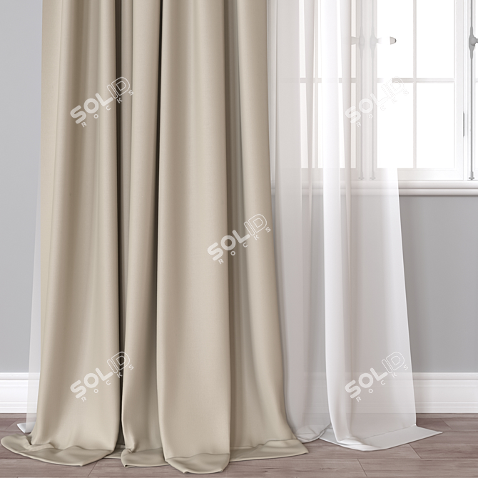 Versatile 3D curtain model 3D model image 2